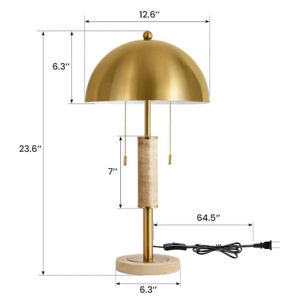 KAISITE 23 in. Gold Modern 2-Light Plug-in and Flexible Table Lamp