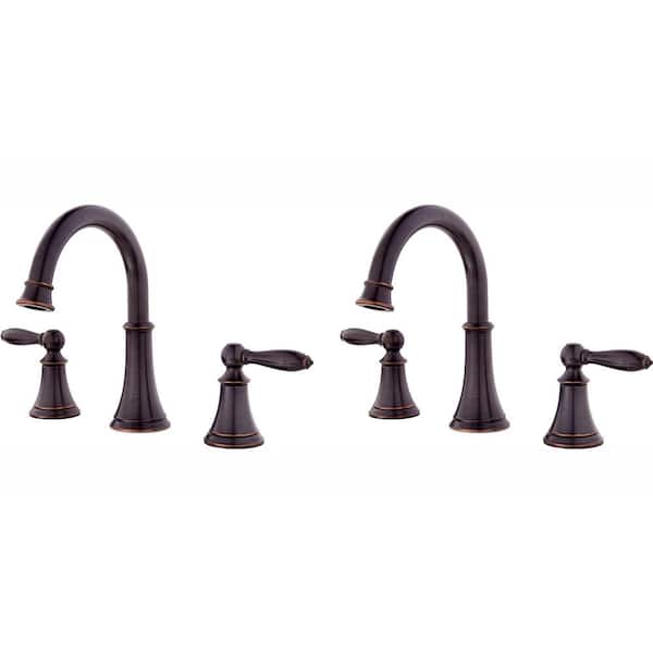 Pfister Courant 8 in. Widespread 2-Handle Bathroom Faucet in Tuscan Bronze (2-Pack Combo)