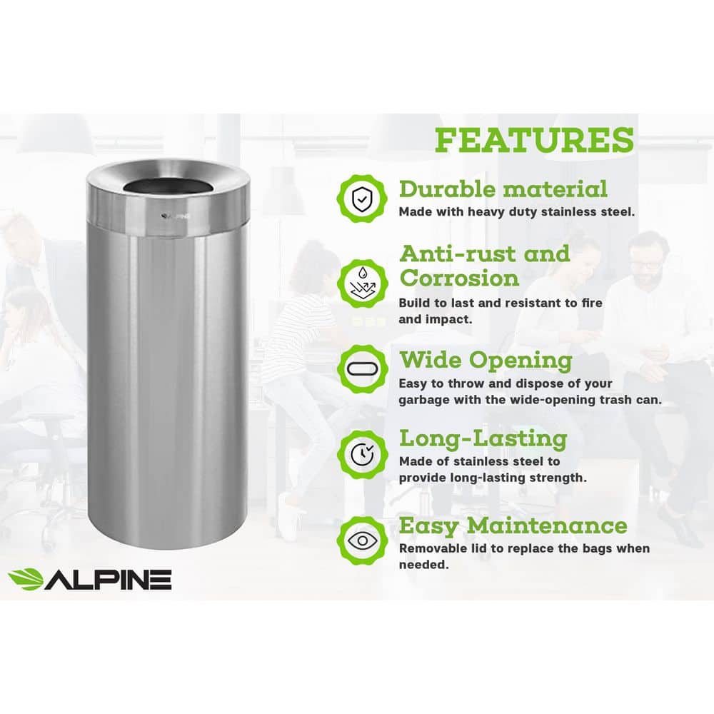 27-Gallon Fingerprint Resistant Stainless Steel Commercial Trash Can