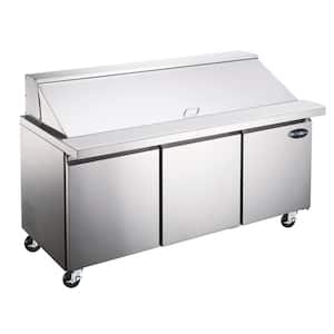 70.25 in. W 15.5 cu. ft. Commercial Mega Food Prep Table Refrigerator Cooler in Stainless Steel