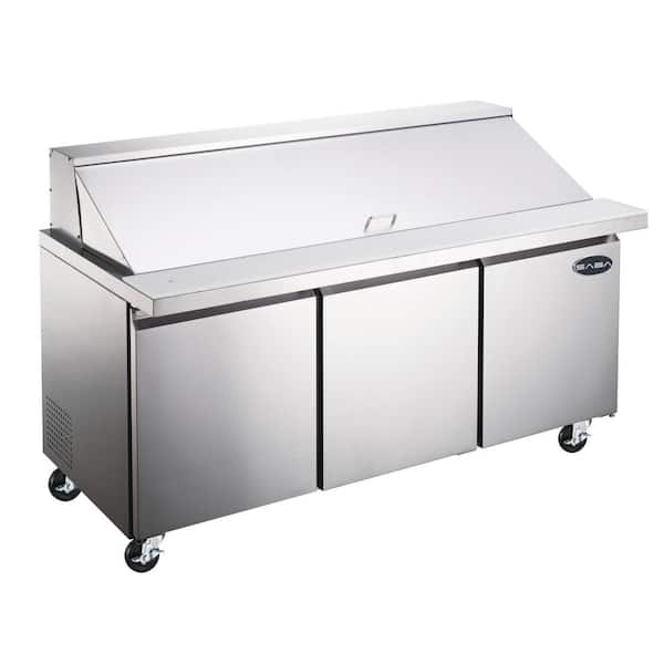SABA 70.25 in. W 15.5 cu. ft. Commercial Mega Food Prep Table Refrigerator Cooler in Stainless Steel
