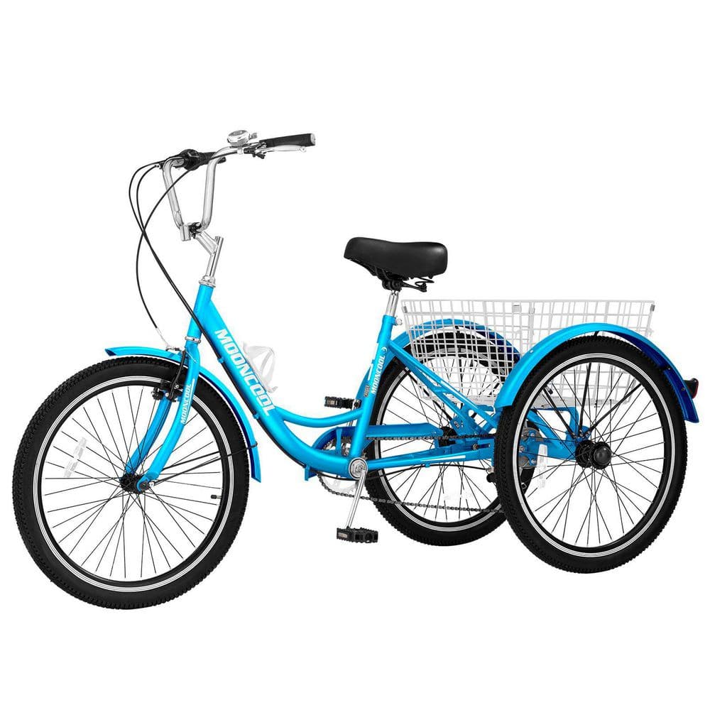 BOZTIY Sky Blue 26 in. 3-Wheel Bikes for Adults 7 Speed Adult Trikes ...