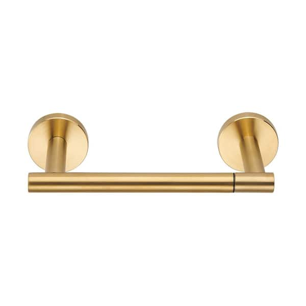 Modern Wall Mount Double Post Pivoting Toilet Paper Holder Bath Hardware Accessory in Brushed Gold