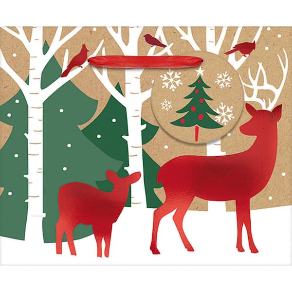 Amscan 4.5 in. x 5.5 in. x 2.625 in. Reindeer Crossing Bags (24-Pack)