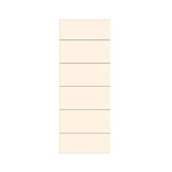 CALHOME Modern Classic 36 in. x 80 in. Beige Stained Composite MDF Paneled Interior Barn Door Slab