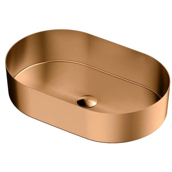 Karran CCV400 21-5/8 in . Stainless Steel Vessel Bathroom Sink in Brown Brushed Copper