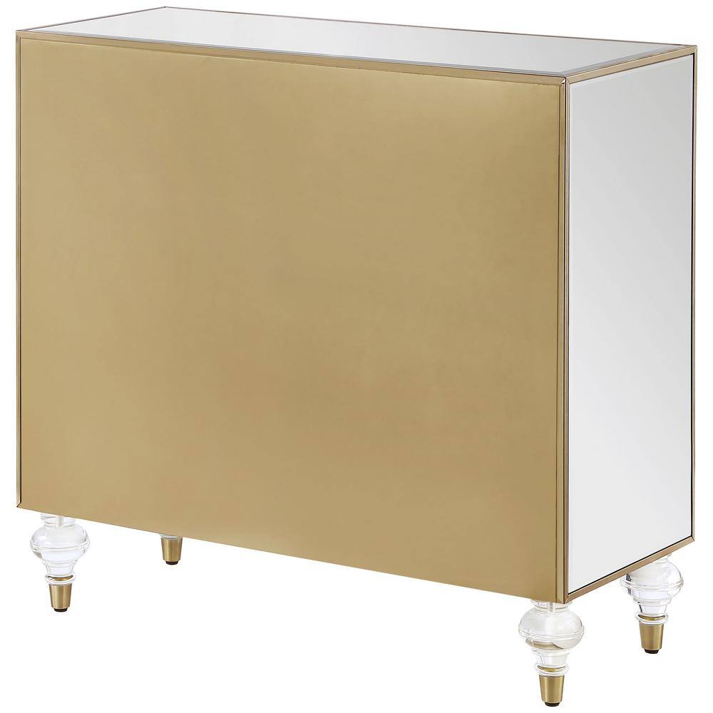 Astilbe 36" Gold and Silver Mirrored Accent Cabinet