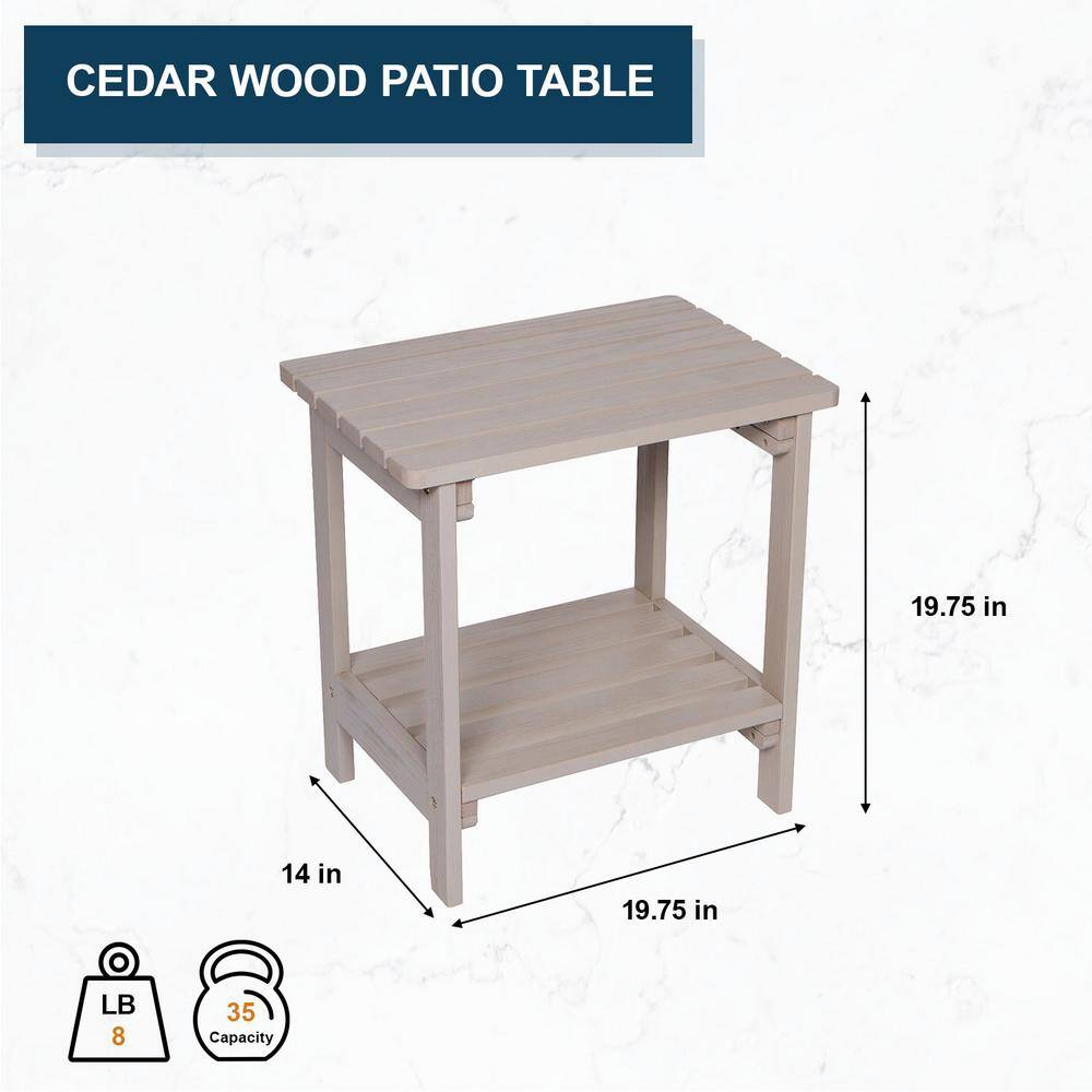 Gray Cedar Wood Rectangular Indoor/Outdoor Side Table