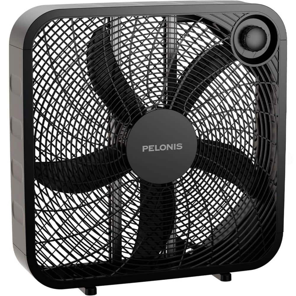 21 in. 3-Speed Box Fan for Full-Force Circulation with Air Conditioner, Bla