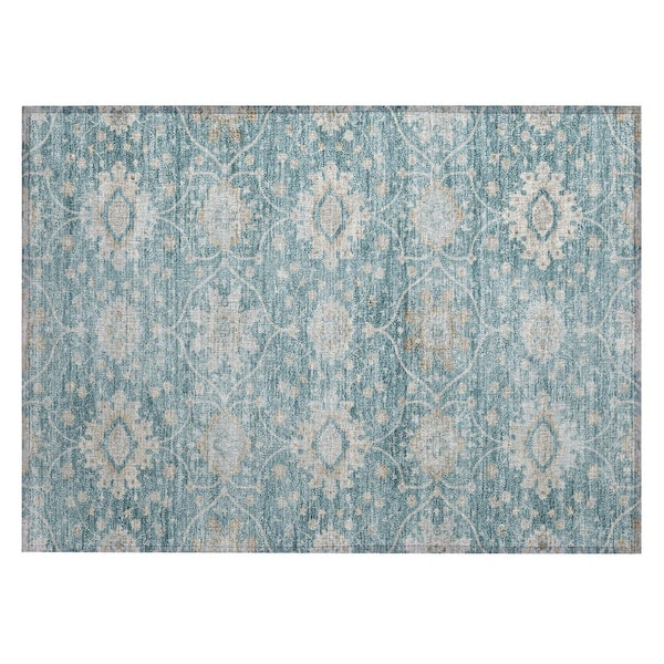 Chantille Machine Washable Indoor/Outdoor Abstract ACN3100 Teal 2 ft. x 3 ft. Accent Rug