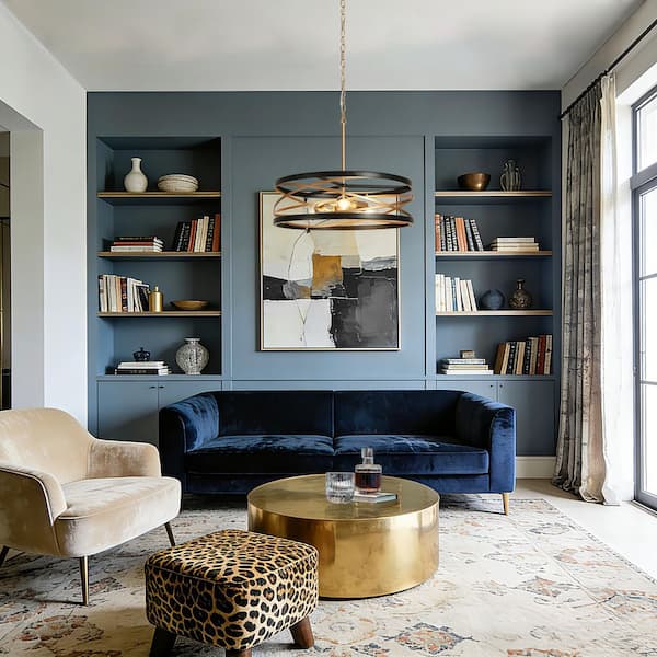 LNC Transitional 3-Light Black and Dark Gold Island Chandelier