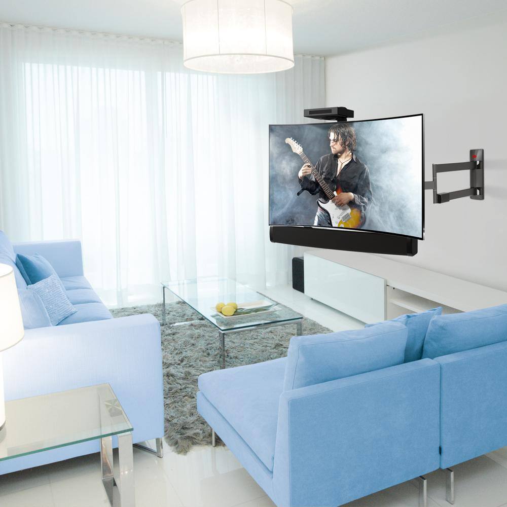 Adjustable Black Steel Universal Soundbar Mount and AV Shelf