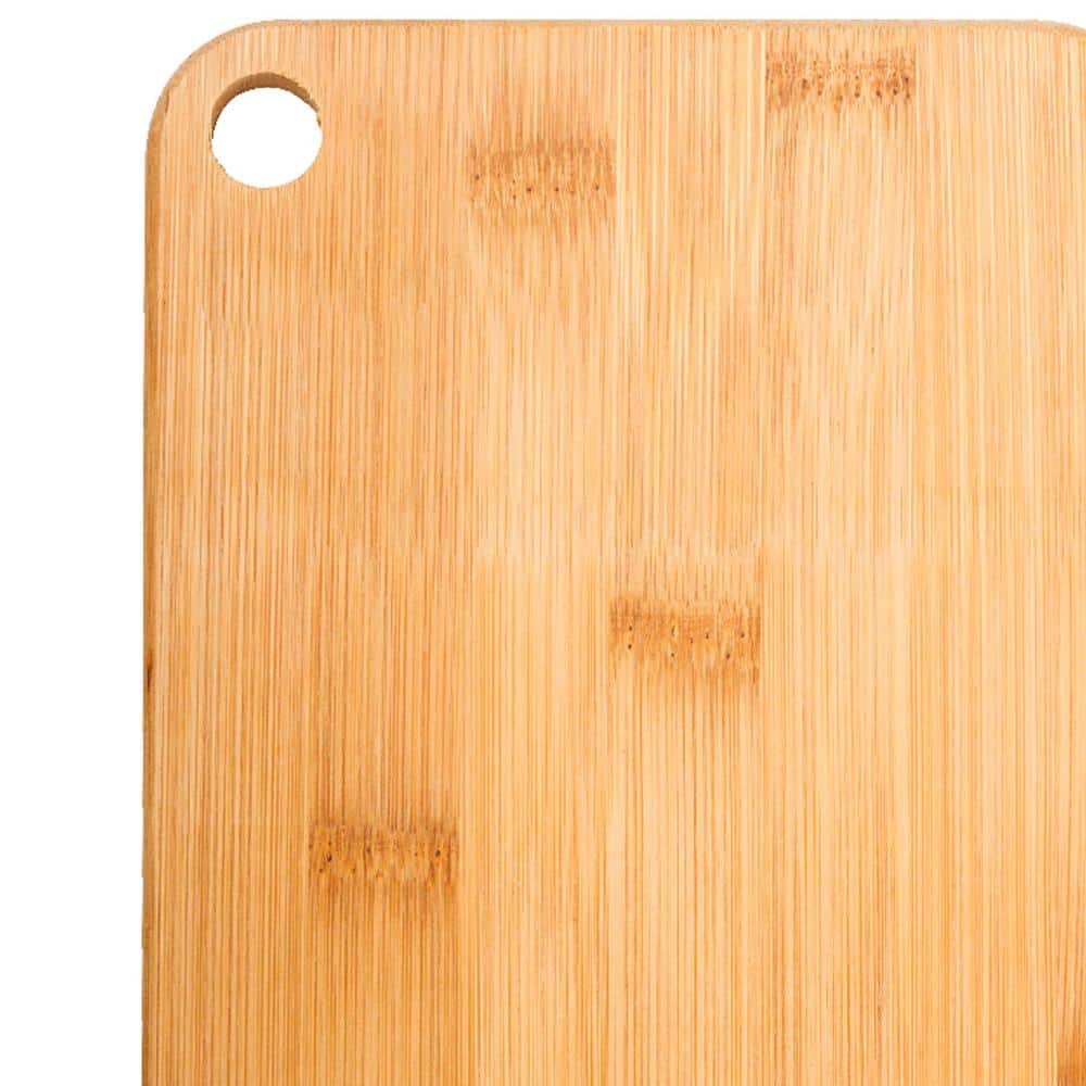 Medium Beige Bamboo Rectangular Cutting Board with Hanging Hole
