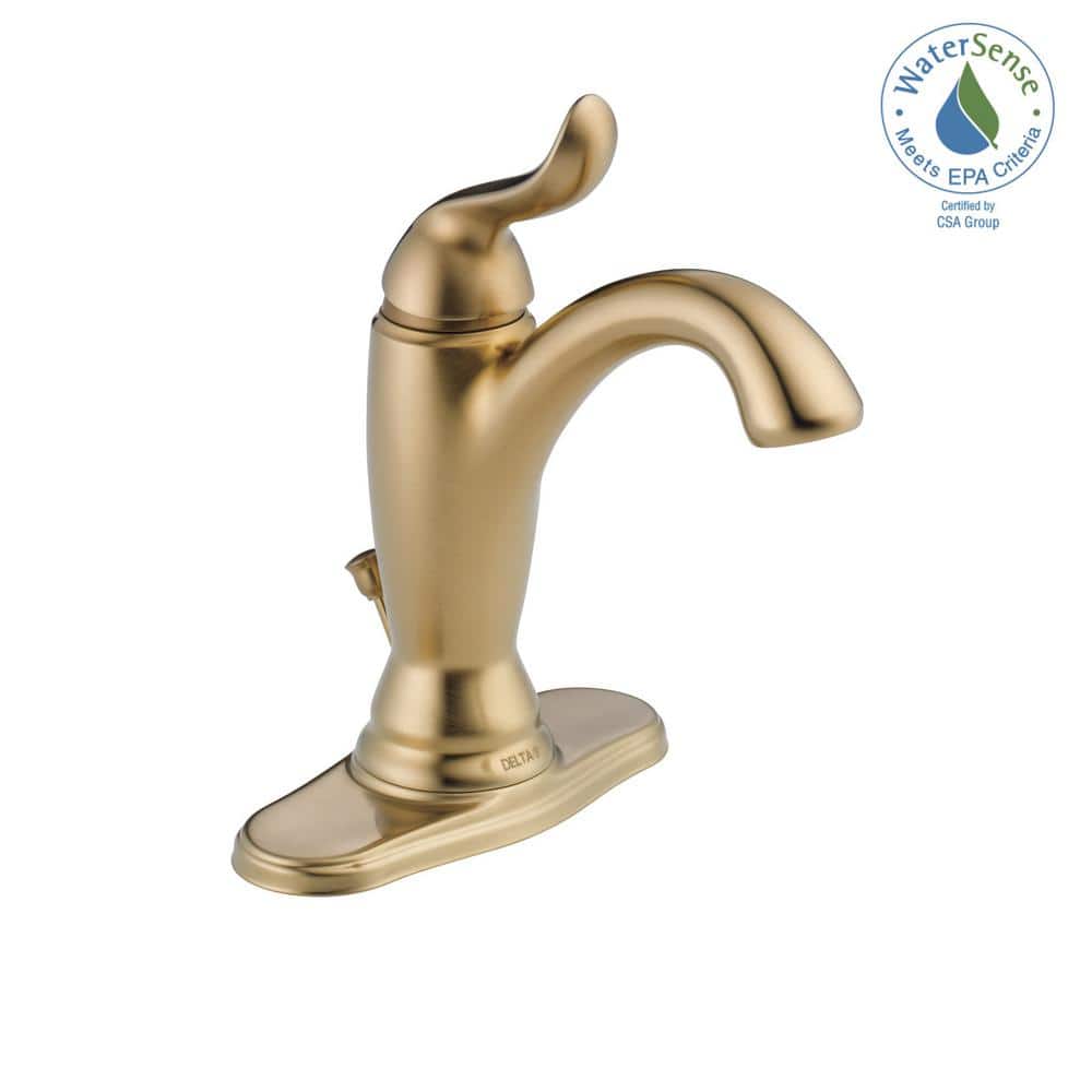Champagne Bronze Single Hole Bathroom Faucet with Metal Drain