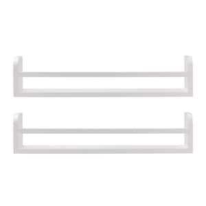 4-in. W x 18-in. D L x 4-in H White MDF/Wood Decorative Wall Shelf with Arc Rail without Brackets Set of 2
