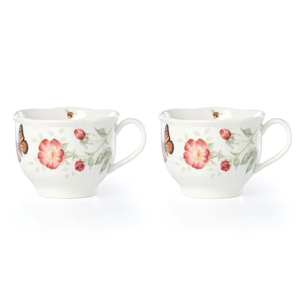 Lenox Butterfly Meadow 18 oz. Multi White Porcelain Mug (Set of 2)