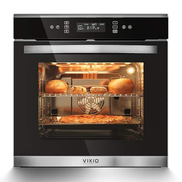 24 in. 2.83 cu. ft. single Electric Wall Oven with Convection and Manual Clean in Stainless Steel, Tempered Glass Door