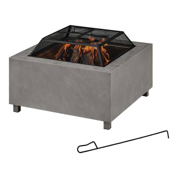 Hampton Bay Nickleby 33 in. Cube Steel Gray Low Smoke Wood Burning Fire