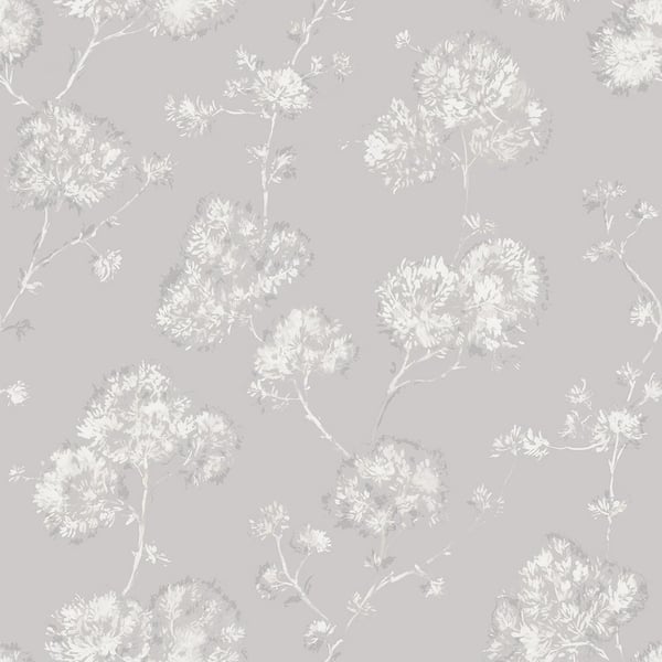 Tempaper Powder Grey Sun-Bleached Floral Vinyl Peel and Stick Wallpaper Roll (Covers 28 sq. ft.)