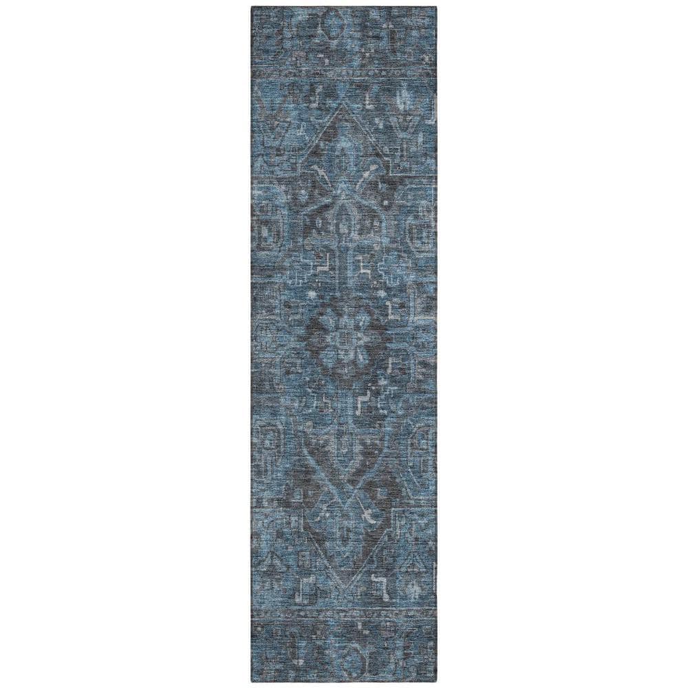 Navy and Black 2 ft. x 8 ft. Woven Oriental Runner Indoor/Outdoor Area Rug price history on PriceWatchPro