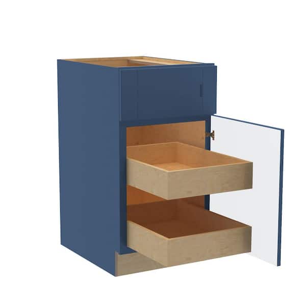Home Decorators Collection Washington Vessel Blue Plywood Shaker Assembled Base Kitchen Cabinet Soft Close 18 in W x 24 in D x 34.5 in H