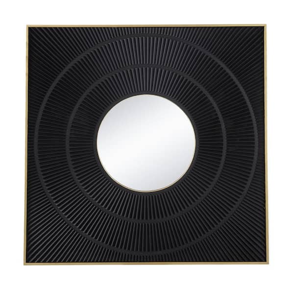 Miscool Anky 39.4 in. W x 39.4 in. H MDF Framed Black Wall Mounted Decorative Mirror