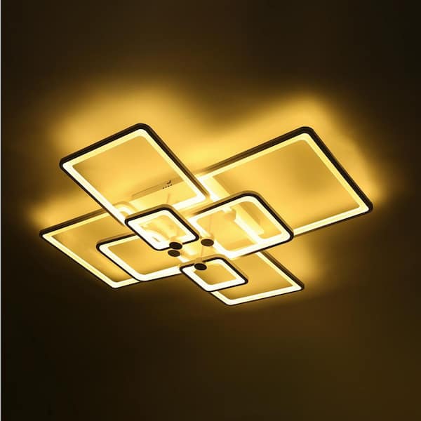 OUKANING 41.34 in. White Modern Flush Mount LED Ceiling Light with