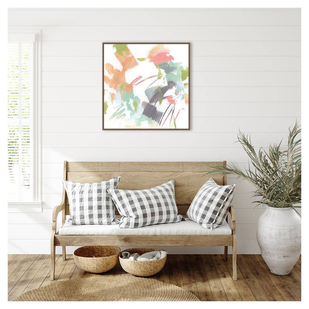 Capricho II Abstract Pastel Brushstrokes Canvas Art with Bronze Frame