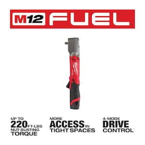 M12 FUEL 12V Lithium-Ion Brushless Cordless 3/8 in. and 1/2 in. Right Angle Impact Wrench Kit (2-Tool)