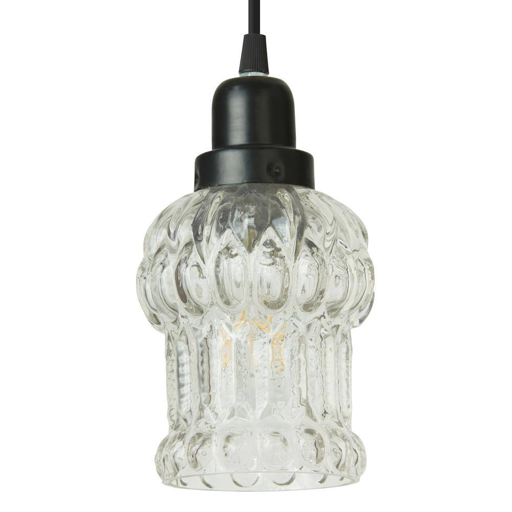 Delphine 4.5" Black and Clear Glass Pendant Light