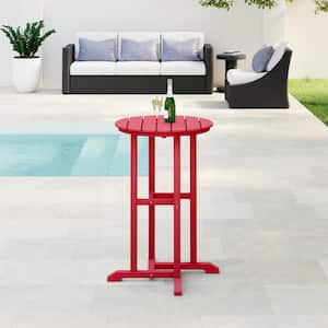 Laguna 24 in. Round Outdoor Dinining HDPE Plastic Counter Height Bistro Table in Red