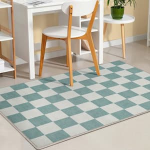 Green 3 ft. 3 in. x 5 ft. Flat-Weave Apollo Square Modern Geometric Boxes Area Rug