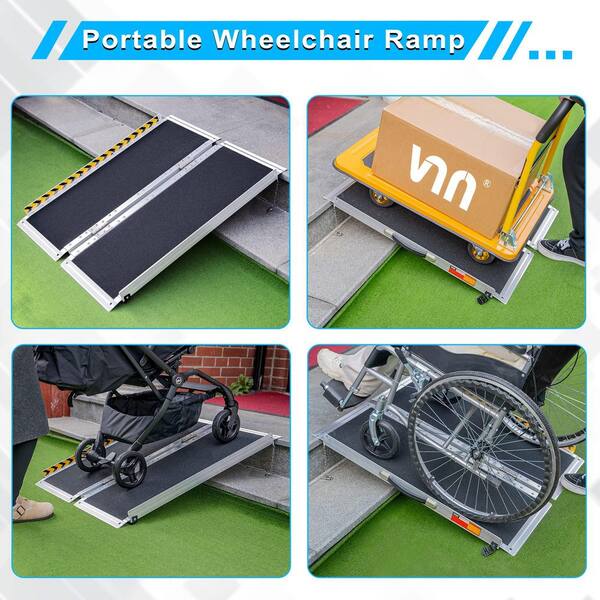 Angel Sar - 3 ft. Portable Wheelchair Ramp, Non-Slip Aluminum Folding Handicap Ramp for Steps, Doorways, Curbs and Stairs
