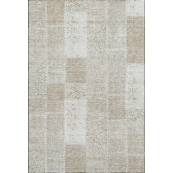 Mayfield Premium Machine Washable Indoor/Outdoor Geometric AMF631 Taupe 10 ft. x 14 ft. Area Rug