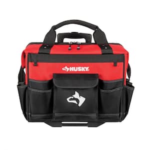 18 in. 18-Pocket Red Rolling Tool Bag with Telescoping Handle
