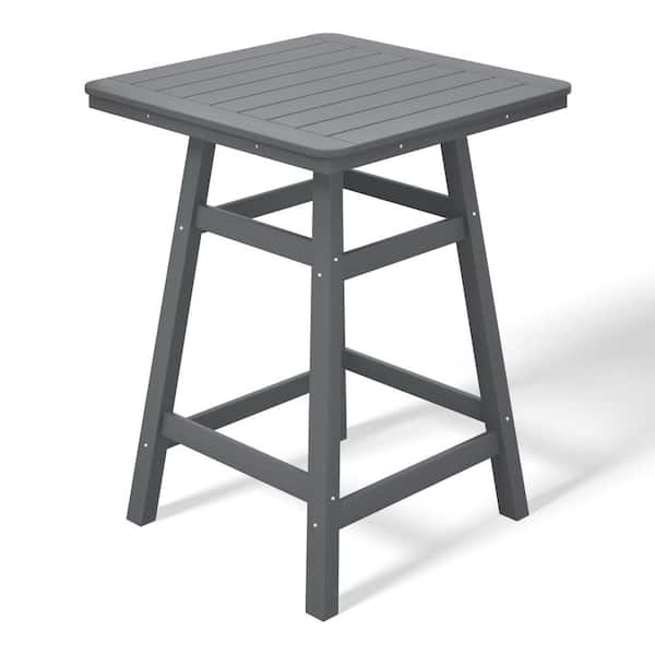 Laguna 30 in. Square HDPE Plastic Counter Height Outdoor Dining High Top Bar Table in Gray