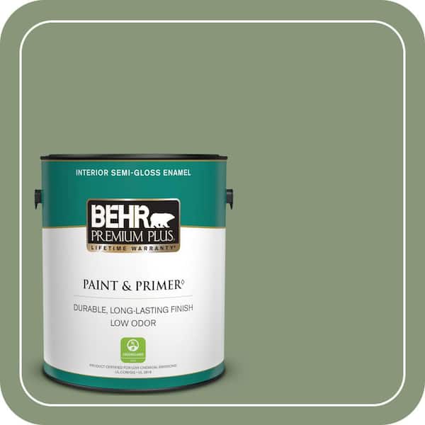 BEHR PREMIUM PLUS 1 gal. #S390-5 Laurel Tree Semi-Gloss Enamel Low Odor Interior Paint & Primer