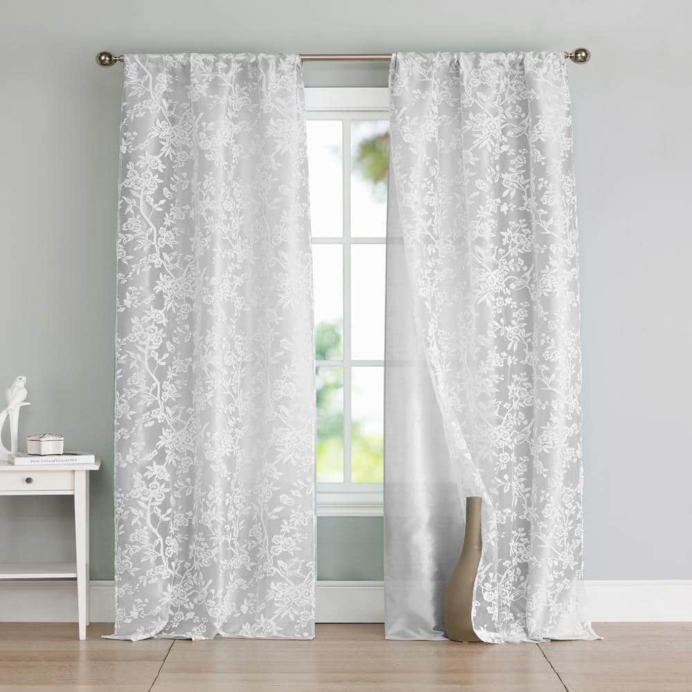 Heidilee 37 in. W x 96 in. L Polyester Window Panel in Silver