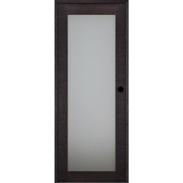 Belldinni Avanti 207 18 in. x 80 in. Right-Hand Frosted Glass Solid Composite Core Black Apricot Wood Single Prehung Interior Door