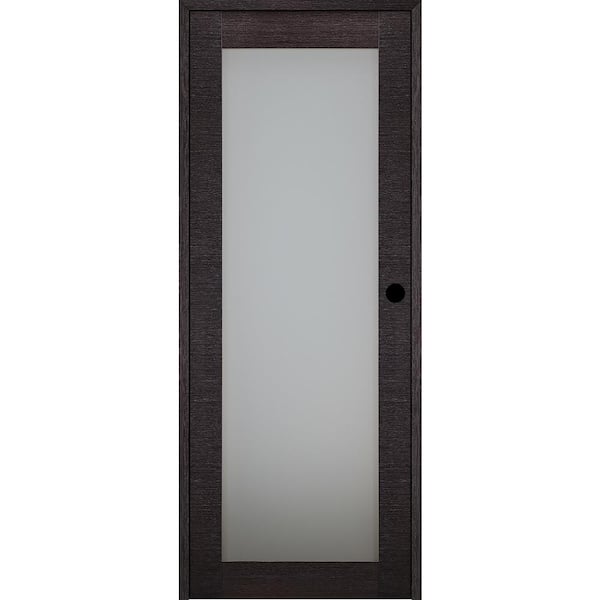 Belldinni Avanti 207 18 in. x 96 in. Right-Hand Frosted Glass Solid Composite Core Black Apricot Wood Single Prehung Interior Door
