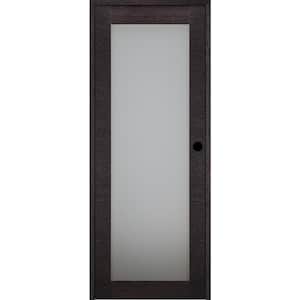 Avanti 207 18 in. x 80 in. Right-Hand Frosted Glass Solid Composite Core Black Apricot Wood Single Prehung Interior Door