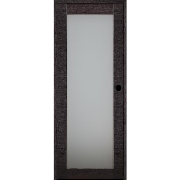 Belldinni Avanti 207 28 in. x 80 in. Right-Hand Frosted Glass Solid Composite Core Black Apricot Wood Single Prehung Interior Door