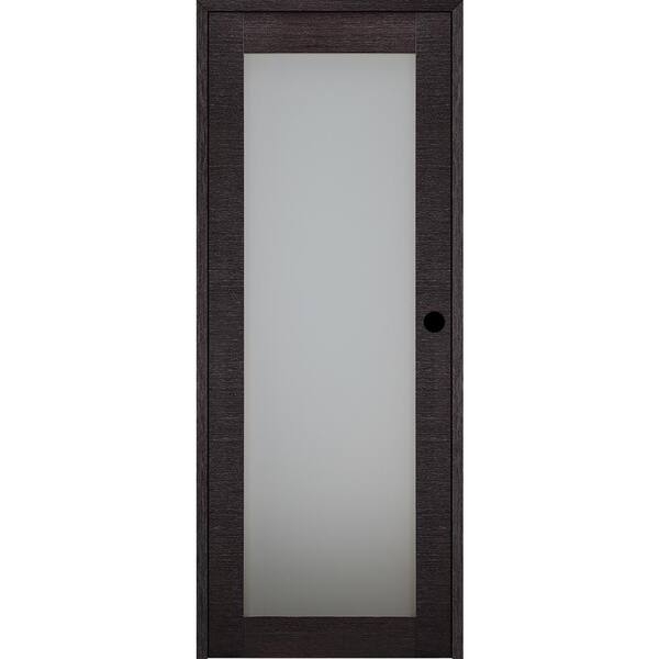 Belldinni Avanti 207 18 in. x 96 in. Right-Hand Frosted Glass Solid Composite Core Black Apricot Wood Single Prehung Interior Door