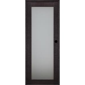 Avanti 207 24 in. x 96 in. Right-Hand Frosted Glass Solid Composite Core Black Apricot Wood Single Prehung Interior Door
