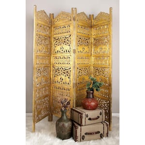 72 in. Gold Wood Traditional Room Divider Screen