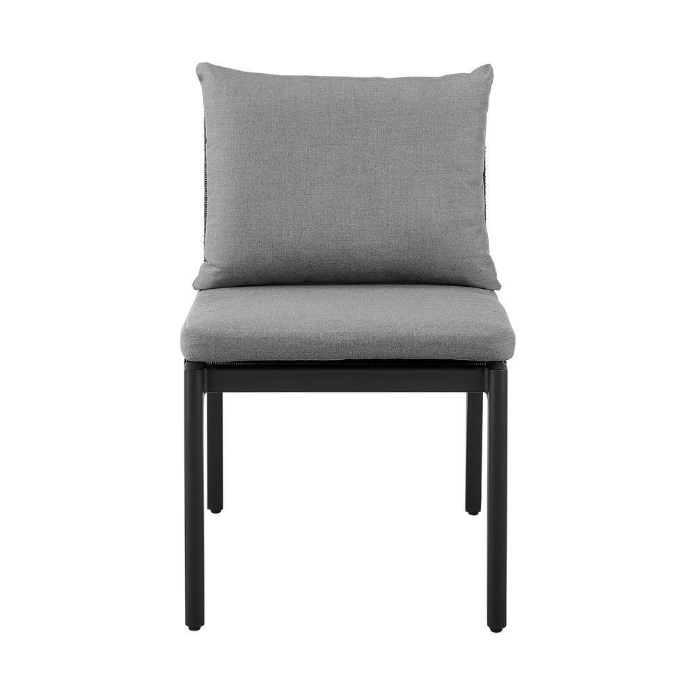 Cayman Gray Aluminum and Rattan Outdoor Dining Chairs with Cushions - Set of 2