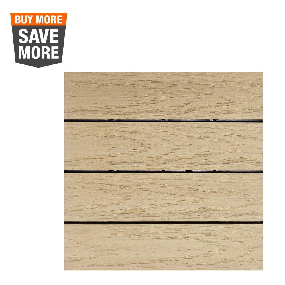 NewTechWood UltraShield Naturale 1 ft. x 1 ft. Quick Deck Outdoor Composite  Deck Tile in Japanese Cedar (10 sq. ft. Per Box) US-QD-ZX-CE - The Home 