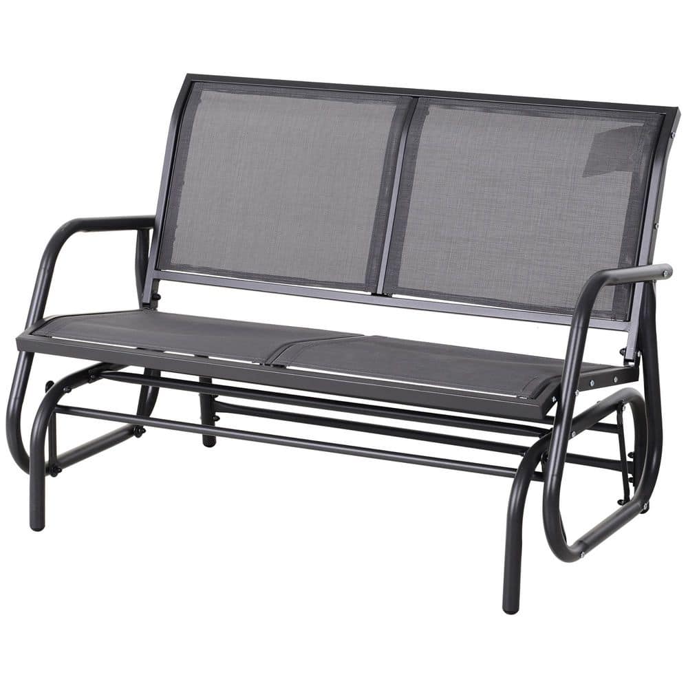 2-Person Metal Outdoor Glider Bench, Patio Double Swing Rocking Chair Loveseat for Backyard Garden Porch, Black price history on PriceWatchPro