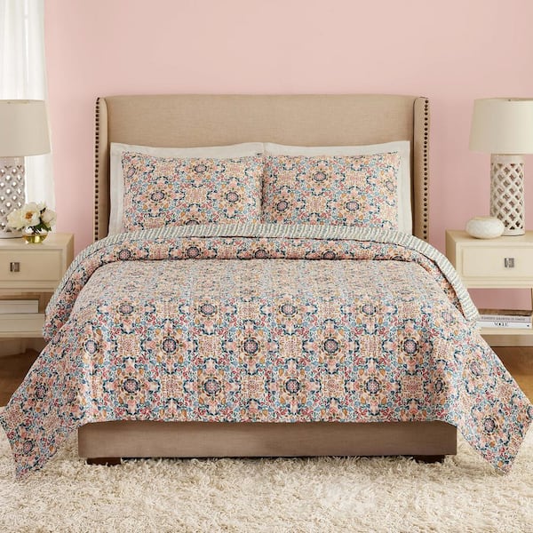 Vera Bradley Enchanted Mandala 3-Piece Multi-Colored Cotton Full/Queen Quilt Set