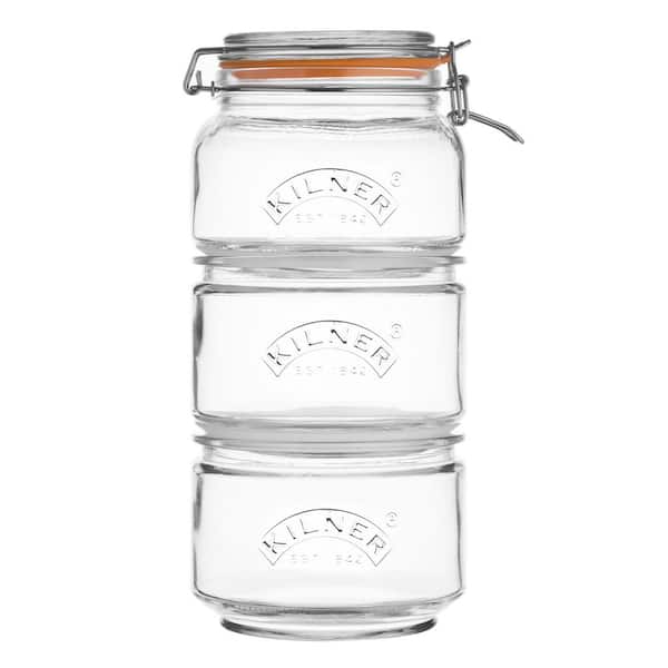 KILNER Stackable 4 Piece Glass Storage Jar Set